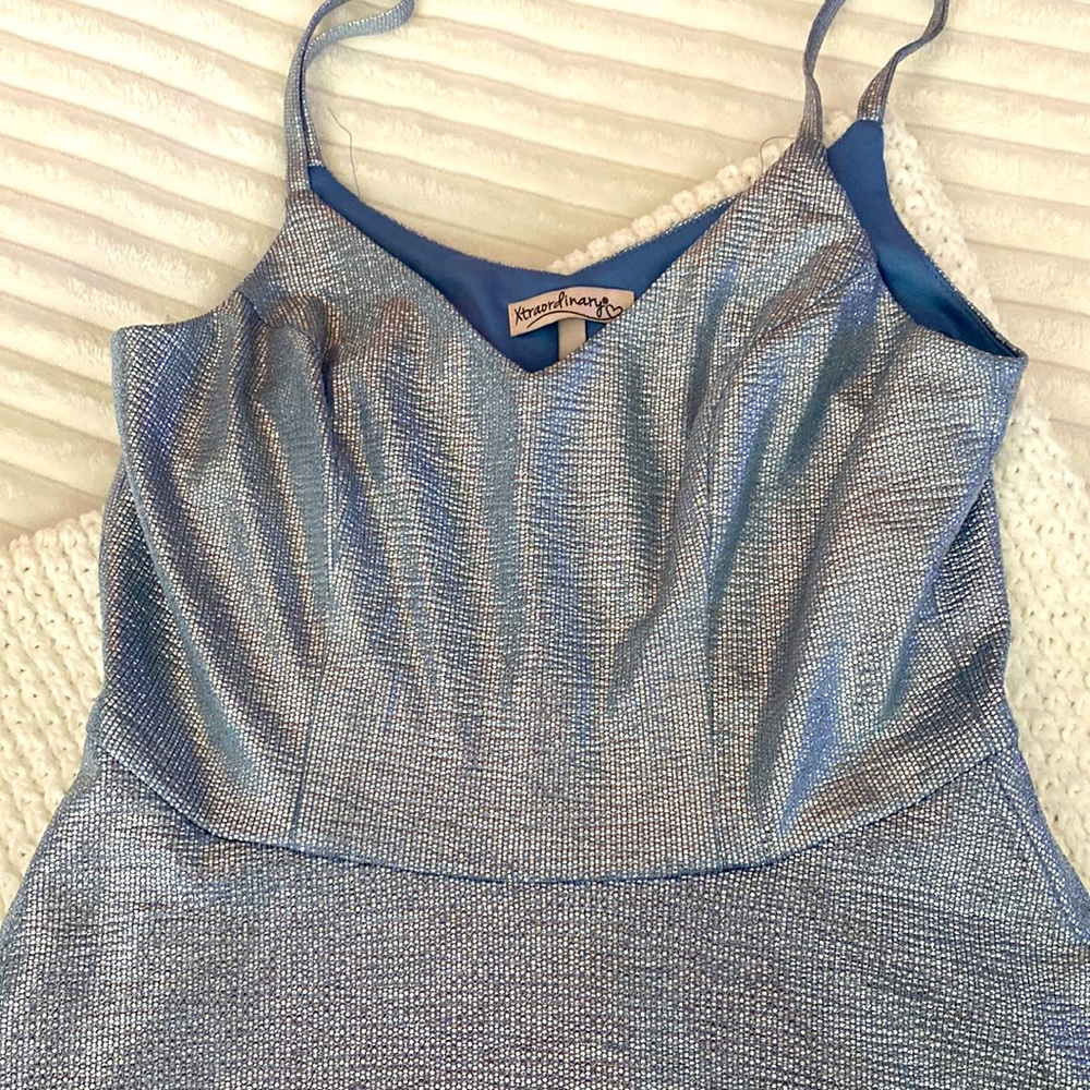Xtraordinary silver with blue sparkle size small dress